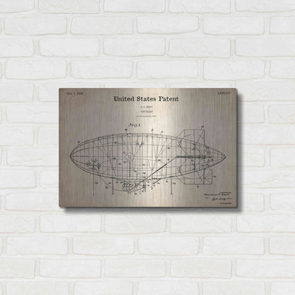 Luxe Metal Art 'Pony Blimp Blueprint Patent Parchment,' Metal Wall Art,24x16