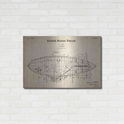 Luxe Metal Art 'Pony Blimp Blueprint Patent Parchment,' Metal Wall Art,36x24