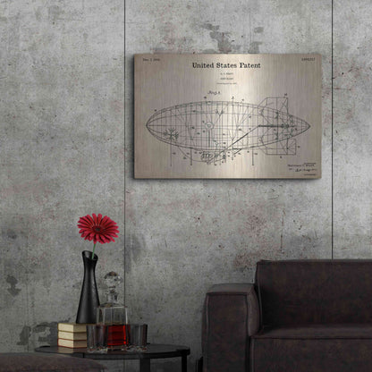 Luxe Metal Art 'Pony Blimp Blueprint Patent Parchment,' Metal Wall Art,36x24