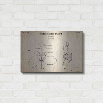 Luxe Metal Art 'Boat Propeller Blueprint Patent Parchment,' Metal Wall Art,24x16