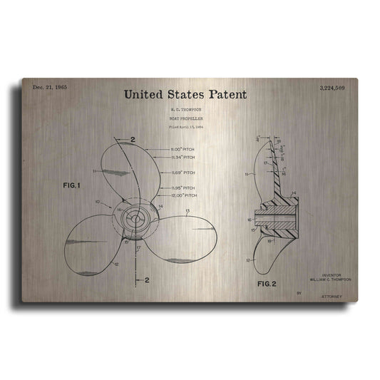 Luxe Metal Art 'Boat Propeller Blueprint Patent Parchment,' Metal Wall Art