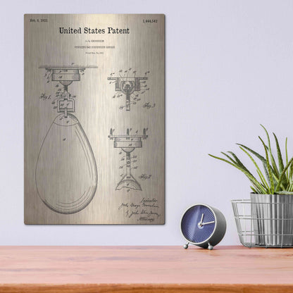 Luxe Metal Art 'Boxing Bag Blueprint Patent Parchment,' Metal Wall Art,12x16