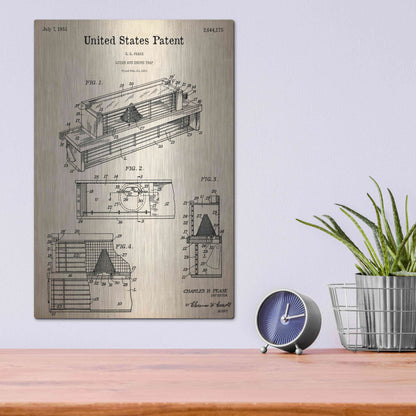 Luxe Metal Art 'Queen and Drone Trap Blueprint Patent Parchment,' Metal Wall Art,12x16