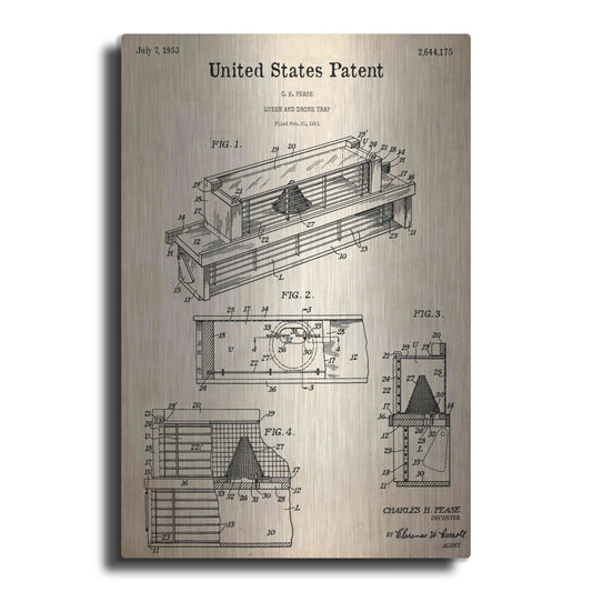 Luxe Metal Art 'Queen and Drone Trap Blueprint Patent Parchment,' Metal Wall Art