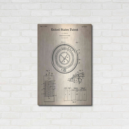 Luxe Metal Art 'Roulette Blueprint Patent Parchment,' Metal Wall Art,24x36