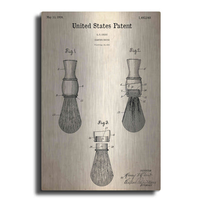 Luxe Metal Art 'Shaving Brush Blueprint Patent Parchment,' Metal Wall Art