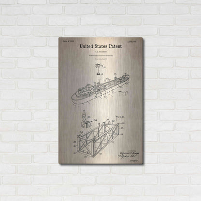 Luxe Metal Art 'Shipping Gondola Blueprint Patent Parchment,' Metal Wall Art,24x36