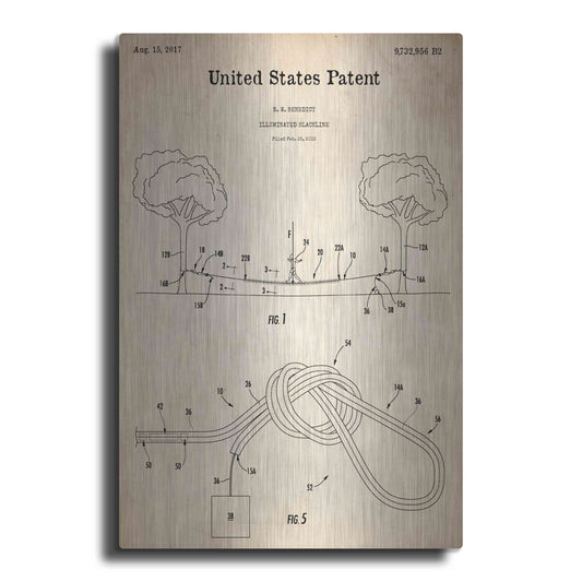 Luxe Metal Art 'Slackline Blueprint Patent Parchment,' Metal Wall Art