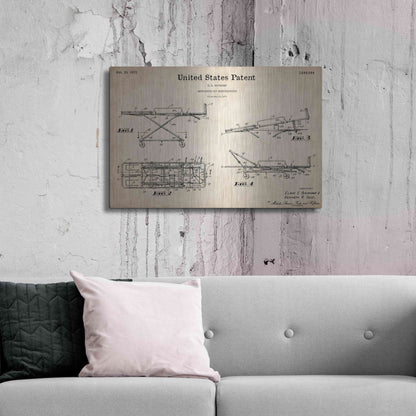 Luxe Metal Art 'EMT Stretcher Blueprint Patent Parchment,' Metal Wall Art,36x24