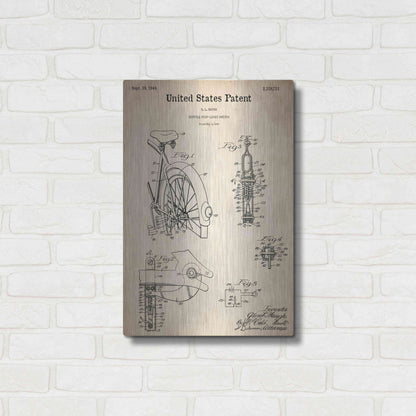 Luxe Metal Art 'Bicycle Stop-light Switch Blueprint Patent Parchment,' Metal Wall Art,16x24