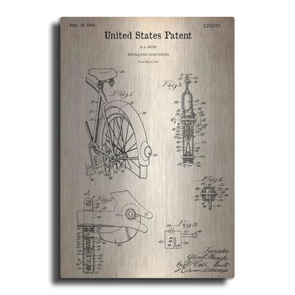 Luxe Metal Art 'Bicycle Stop-light Switch Blueprint Patent Parchment,' Metal Wall Art