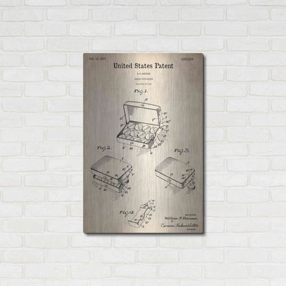 Luxe Metal Art 'Pharmacy Tablet Container Blueprint Patent Parchment,' Metal Wall Art,24x36