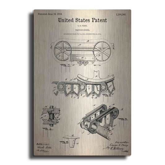 Luxe Metal Art 'Traction Engine Blueprint Patent Parchment,' Metal Wall Art