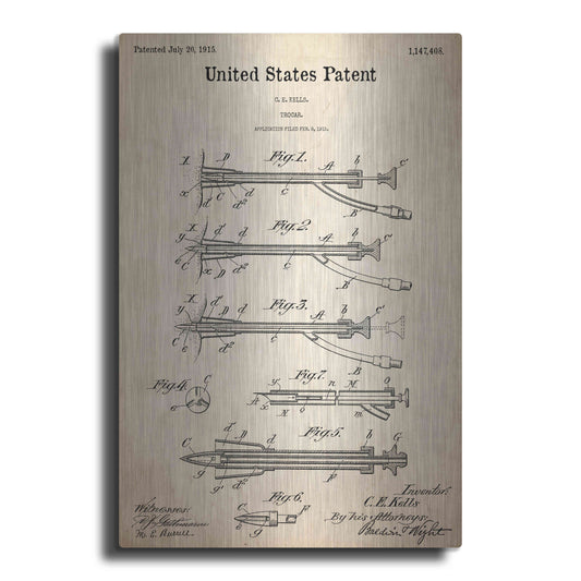 Luxe Metal Art 'Trocar Blueprint Patent Parchment,' Metal Wall Art