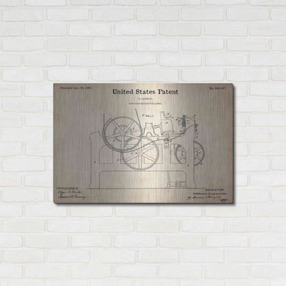 Luxe Metal Art 'Weft Stop Motion for Looms Blueprint Patent Parchment,' Metal Wall Art,36x24