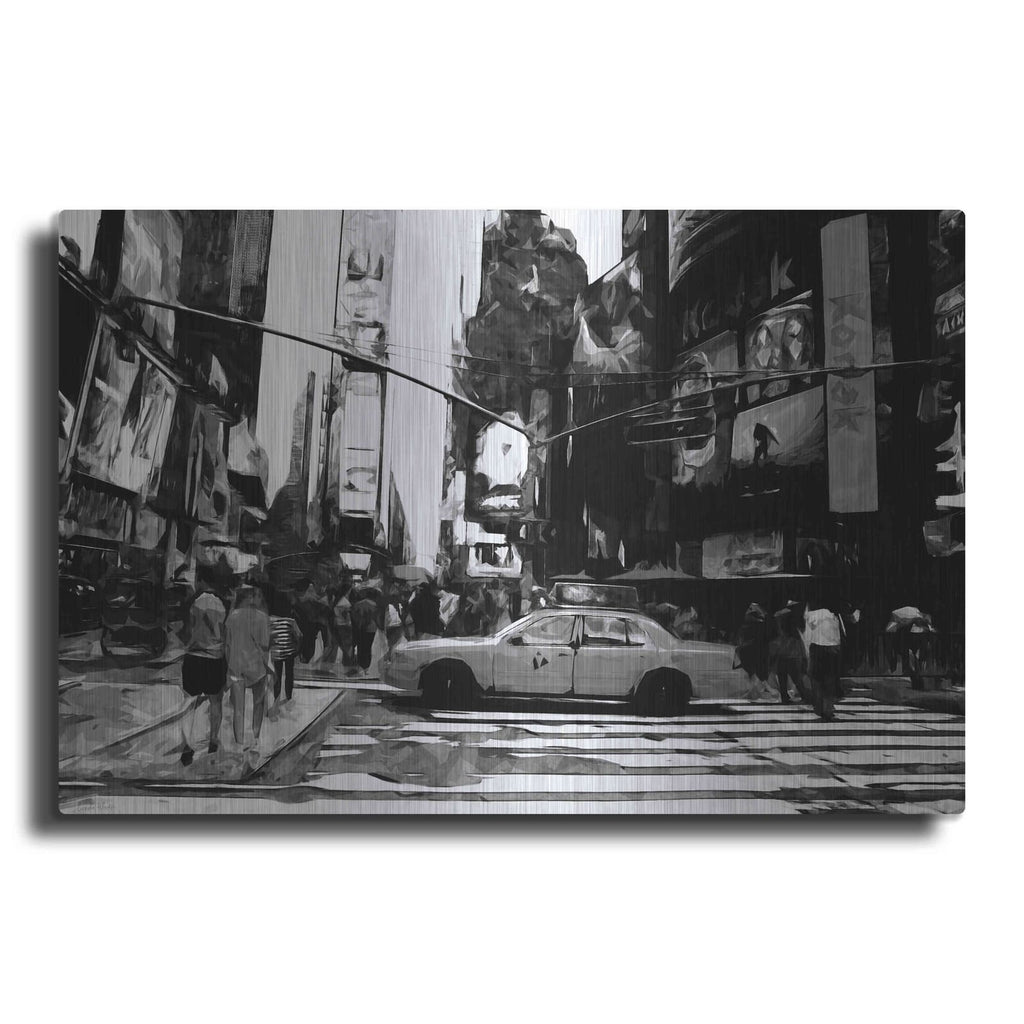 'Times Square Black And White' by Linda Woods – Metal Wall Art