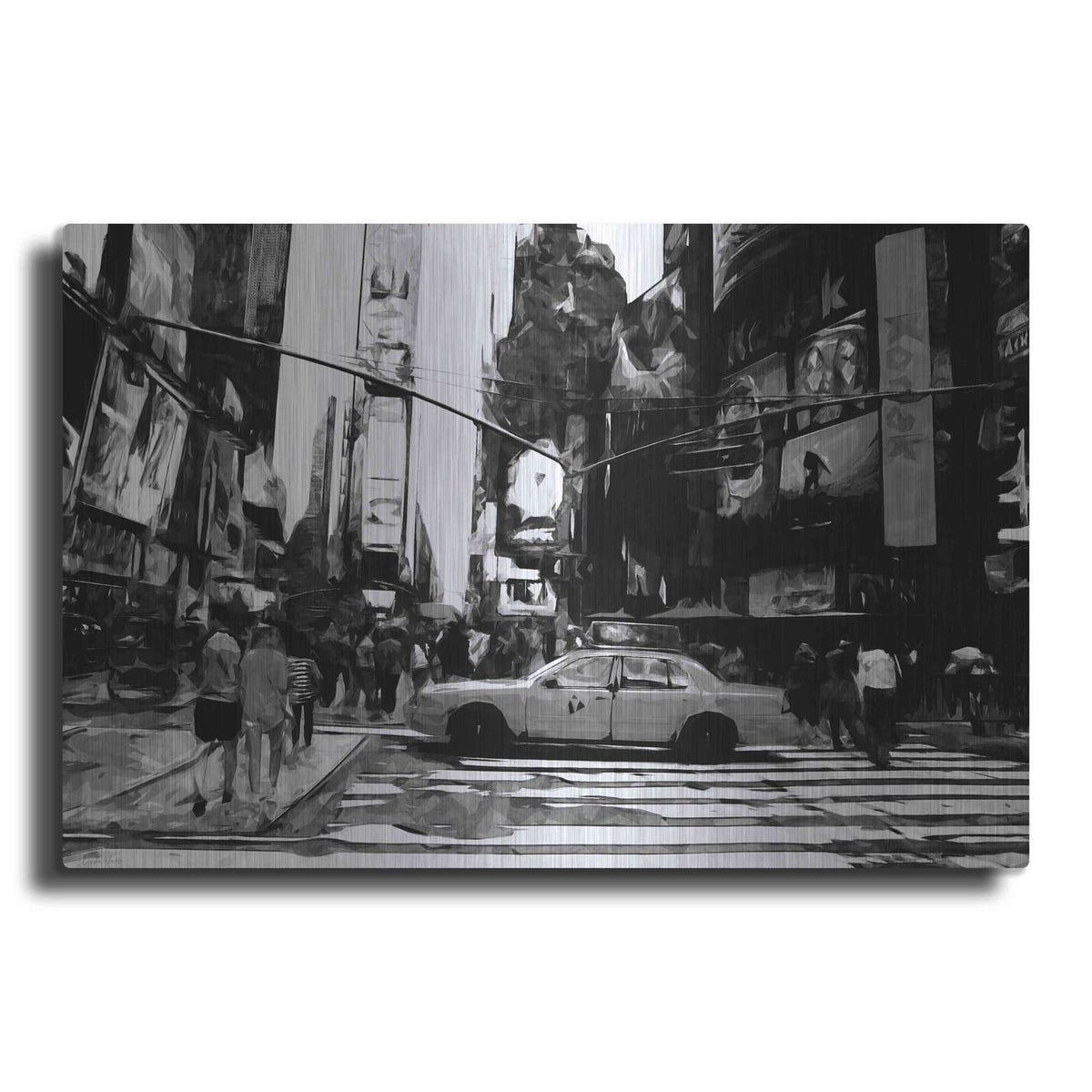 'Times Square Black And White' by Linda Woods – Metal Wall Art