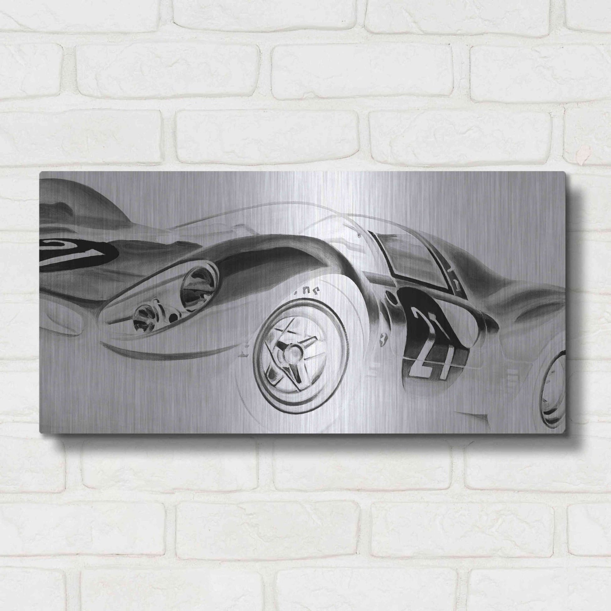 Luxe Metal Art 'Inverted Vintage Racing II' by Ethan Harper, Metal Wall Art,24x12