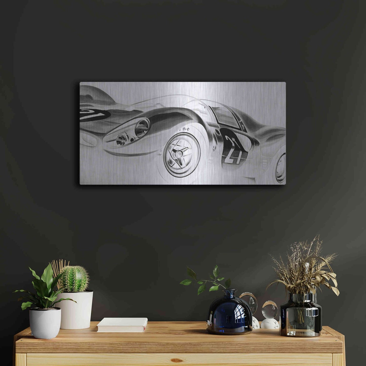 Luxe Metal Art 'Inverted Vintage Racing II' by Ethan Harper, Metal Wall Art,24x12