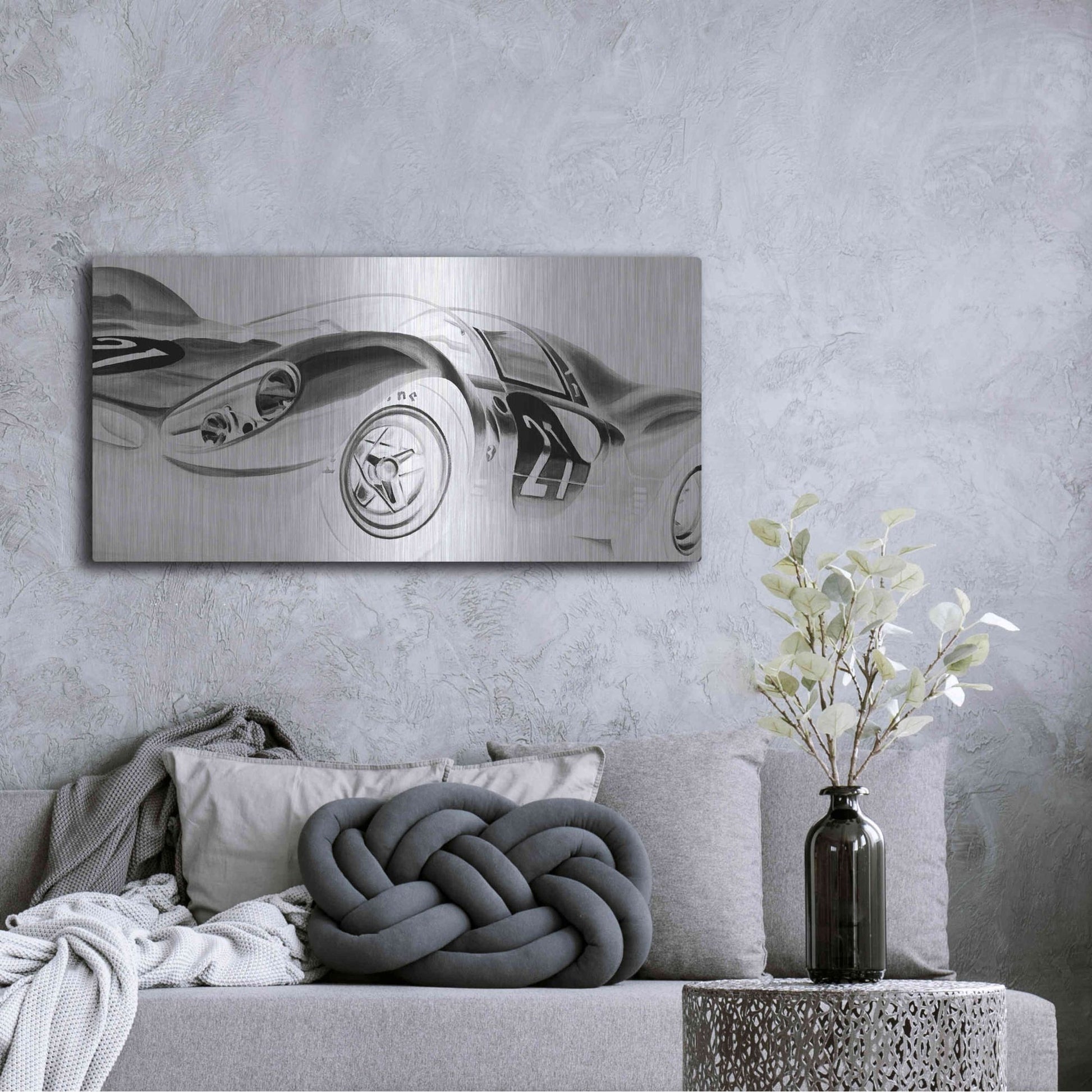 Luxe Metal Art 'Inverted Vintage Racing II' by Ethan Harper, Metal Wall Art,48x24