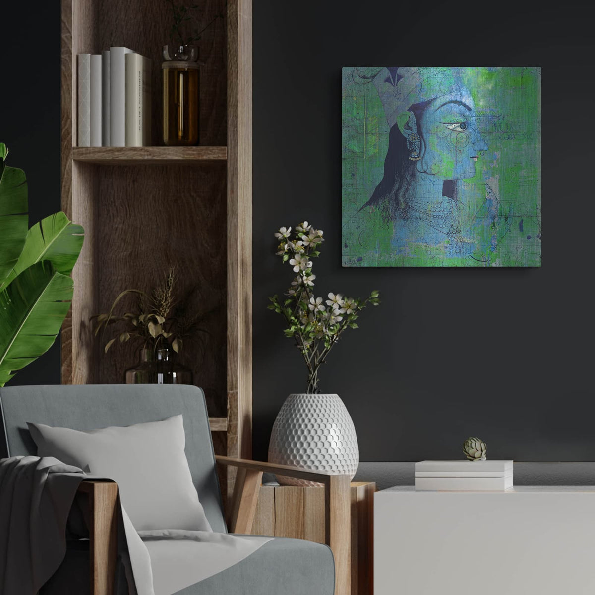 'Classic Krishna' by Elena Ray – Metal Wall Art, 24x24 room view
