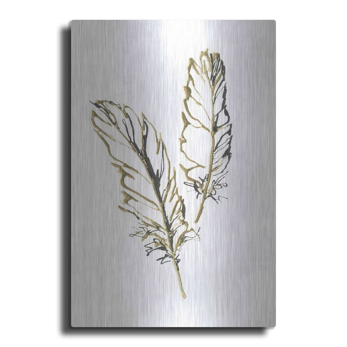 'Gilded Barn Owl Feather' by Chris Paschke – Metal Wall Art