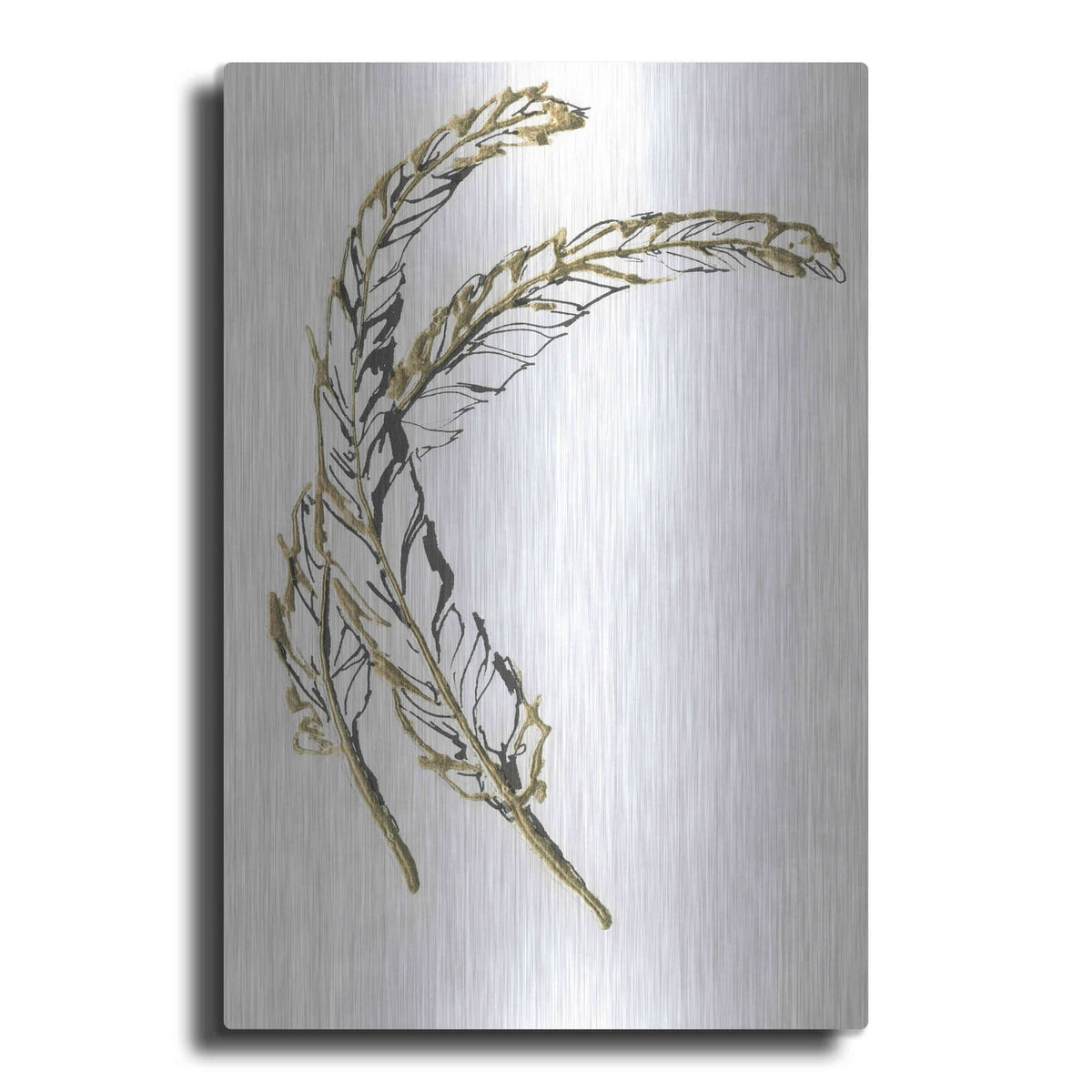 'Gilded Hackles Feather' by Chris Paschke – Metal Wall Art