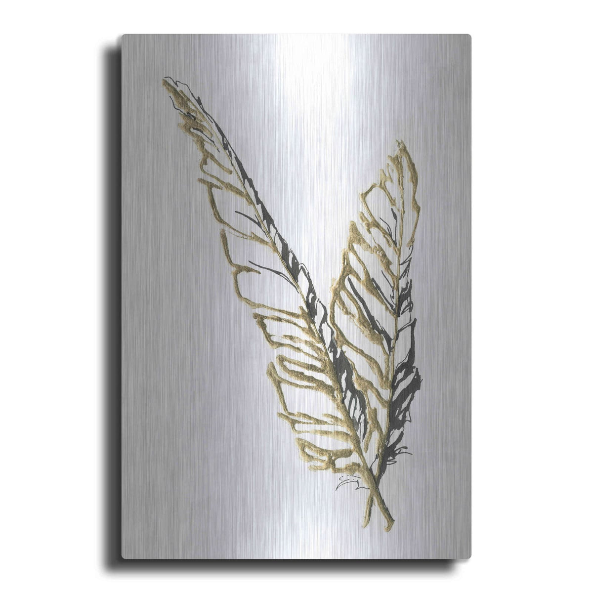 'Gilded Raven Feather' by Chris Paschke – Metal Wall Art
