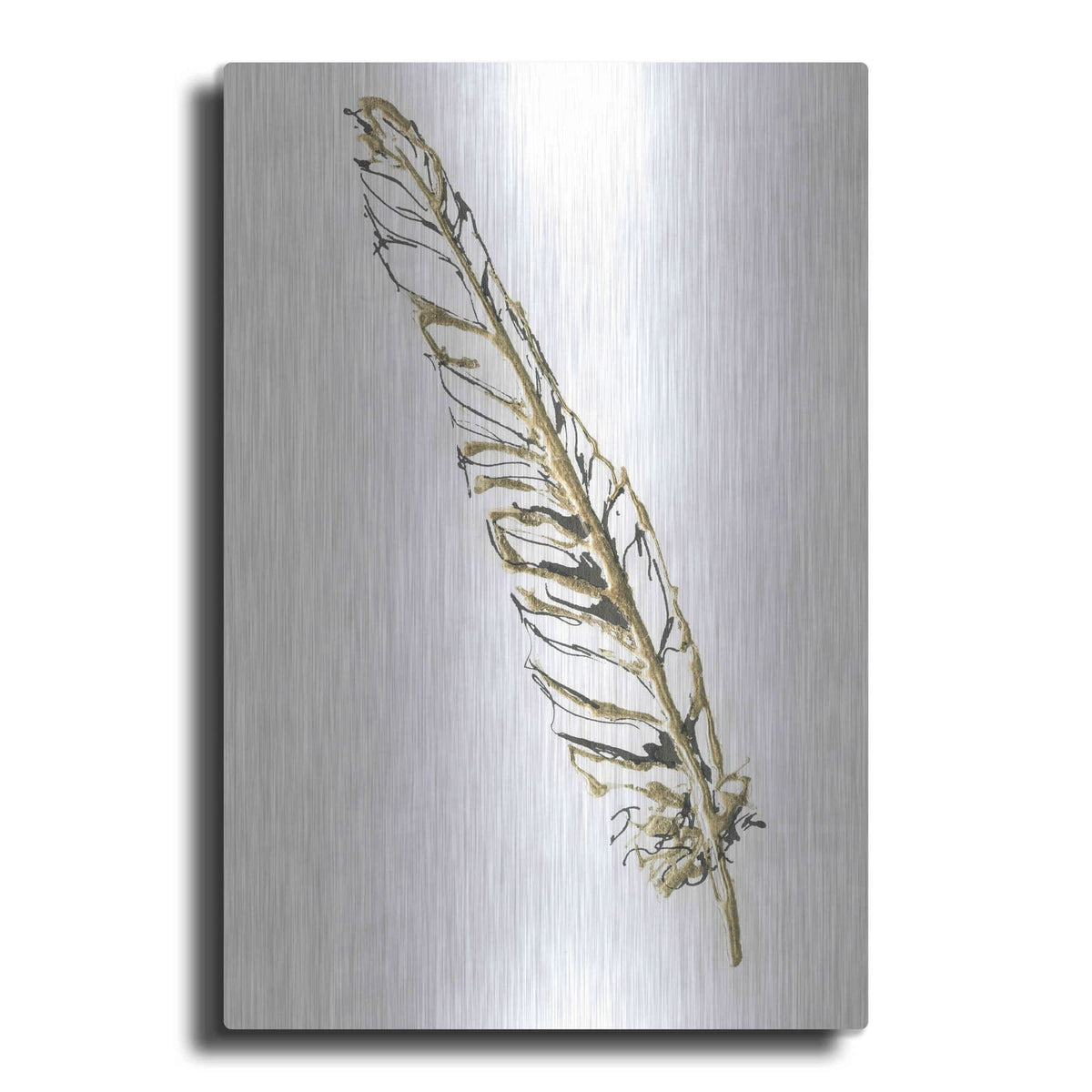 'Gilded Swan Feather I' by Chris Paschke – Metal Wall Art