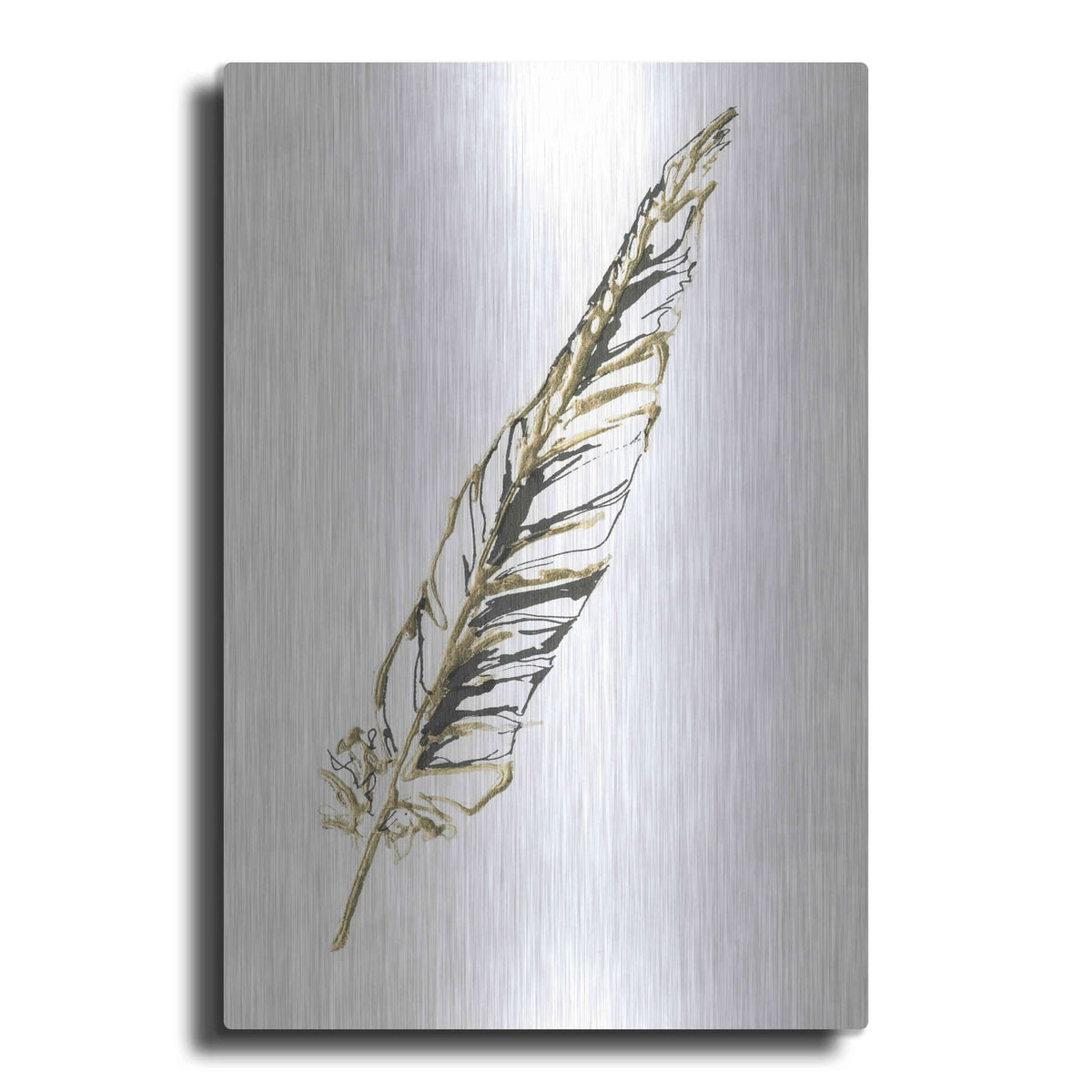 'Gilded Swan Feather II' by Chris Paschke – Metal Wall Art