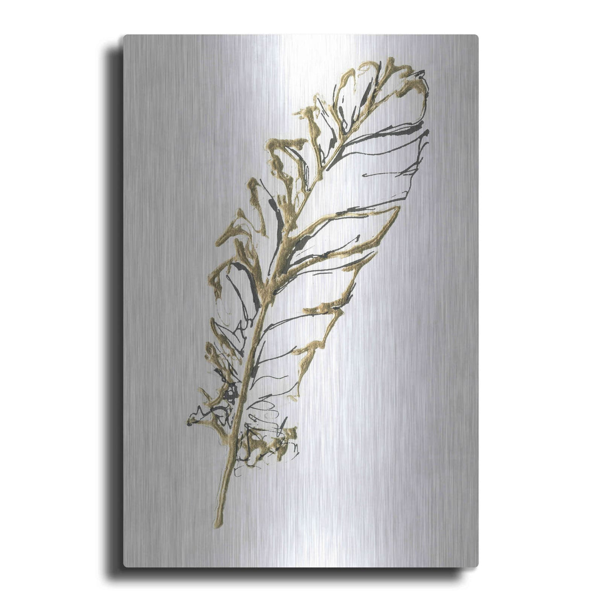 'Gilded Turkey Feather I' by Chris Paschke – Metal Wall Art