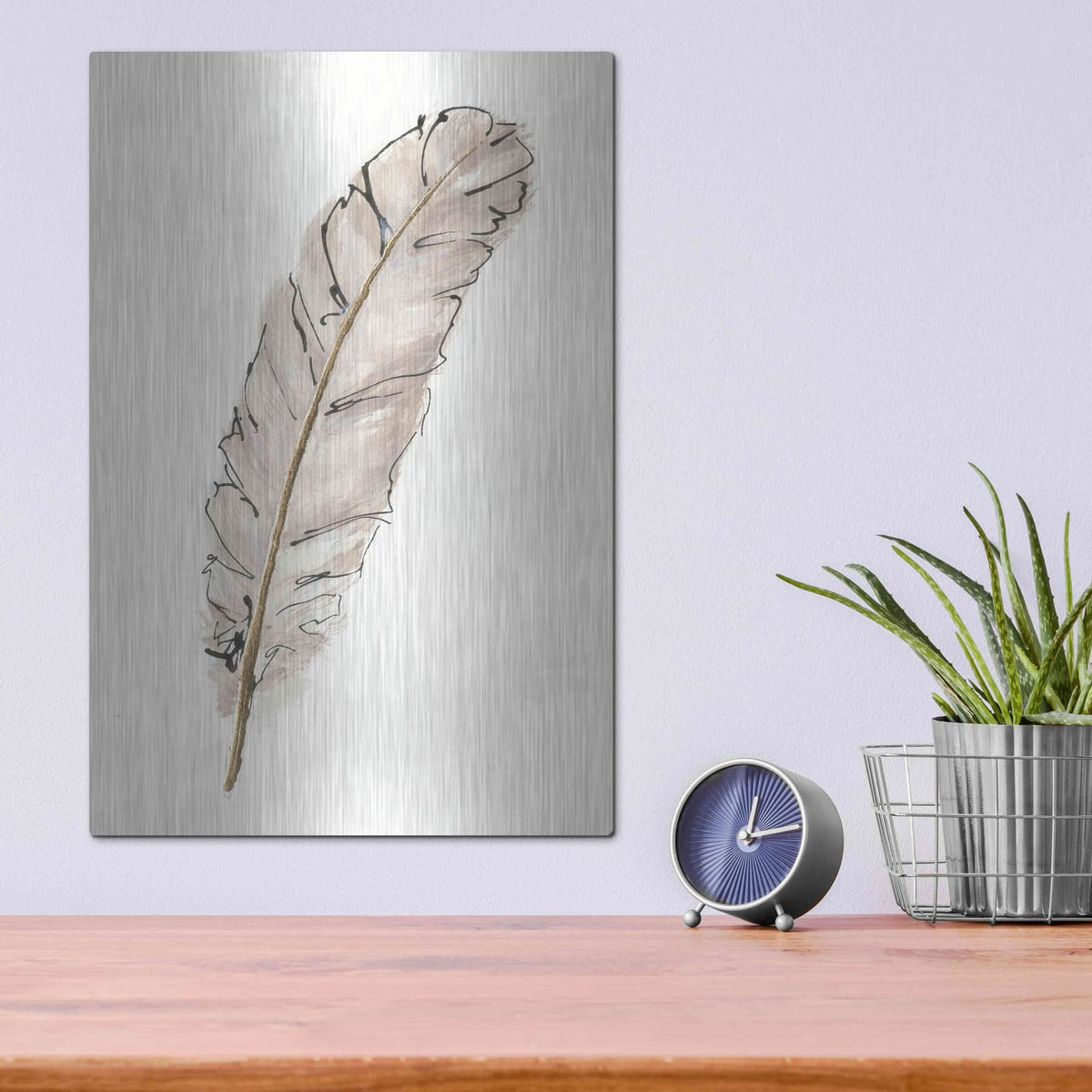 'Gold Feathers IX' by Chris Paschke – Metal Wall Art, 12x16 room view