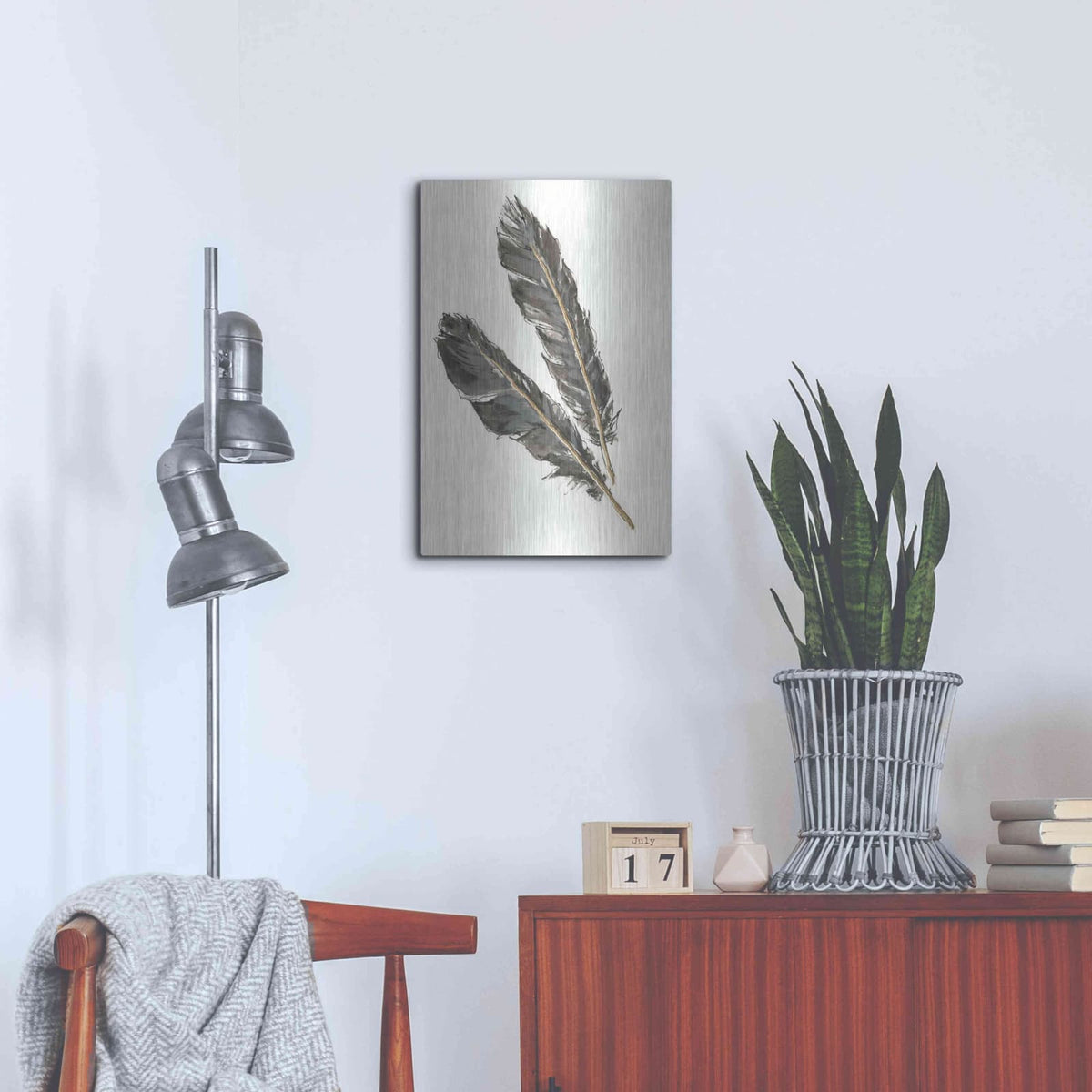 'Gold Feathers III' by Chris Paschke – Metal Wall Art, 16x24 room view