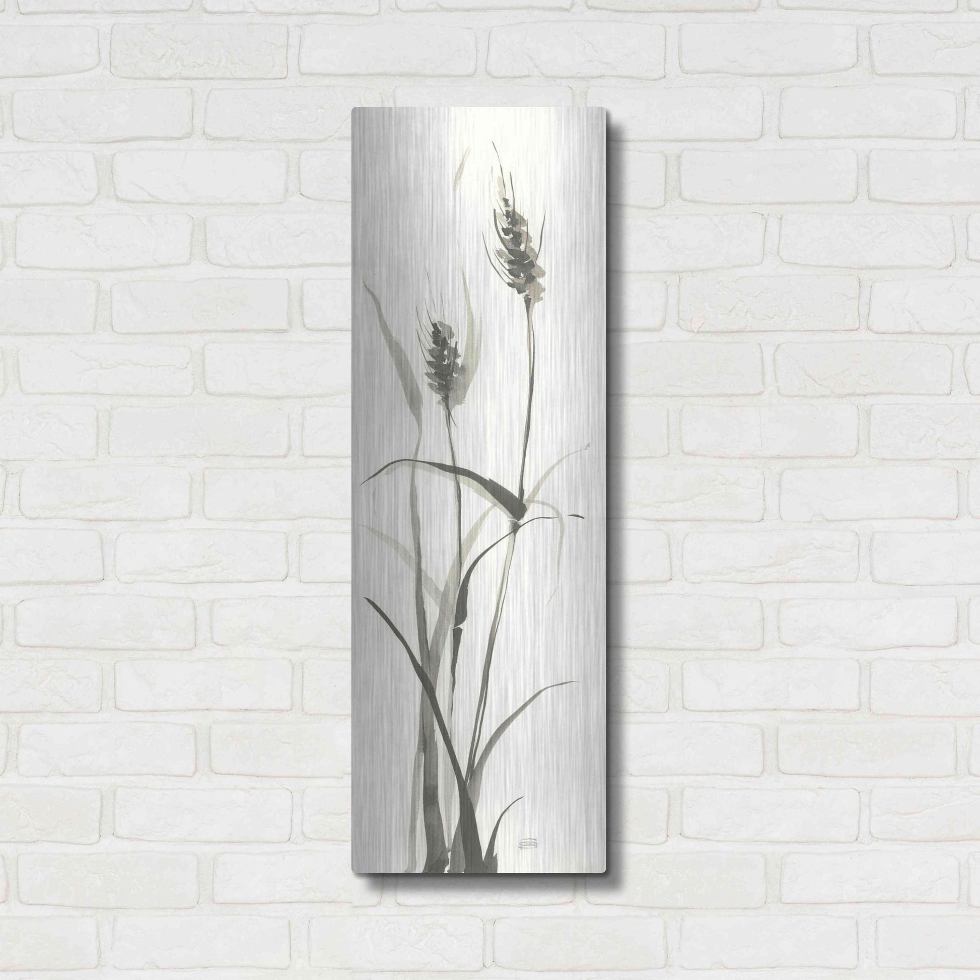 Luxe Metal Art 'Wild Grass I' by Chris Paschke, Metal Wall Art,12x36