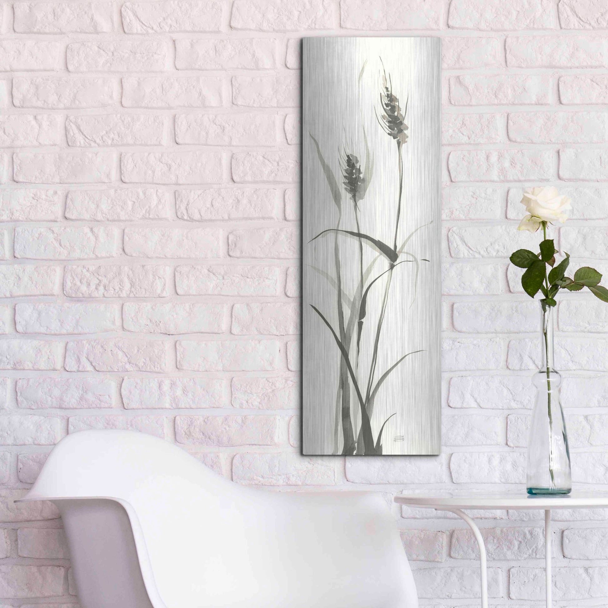 Luxe Metal Art 'Wild Grass I' by Chris Paschke, Metal Wall Art,12x36