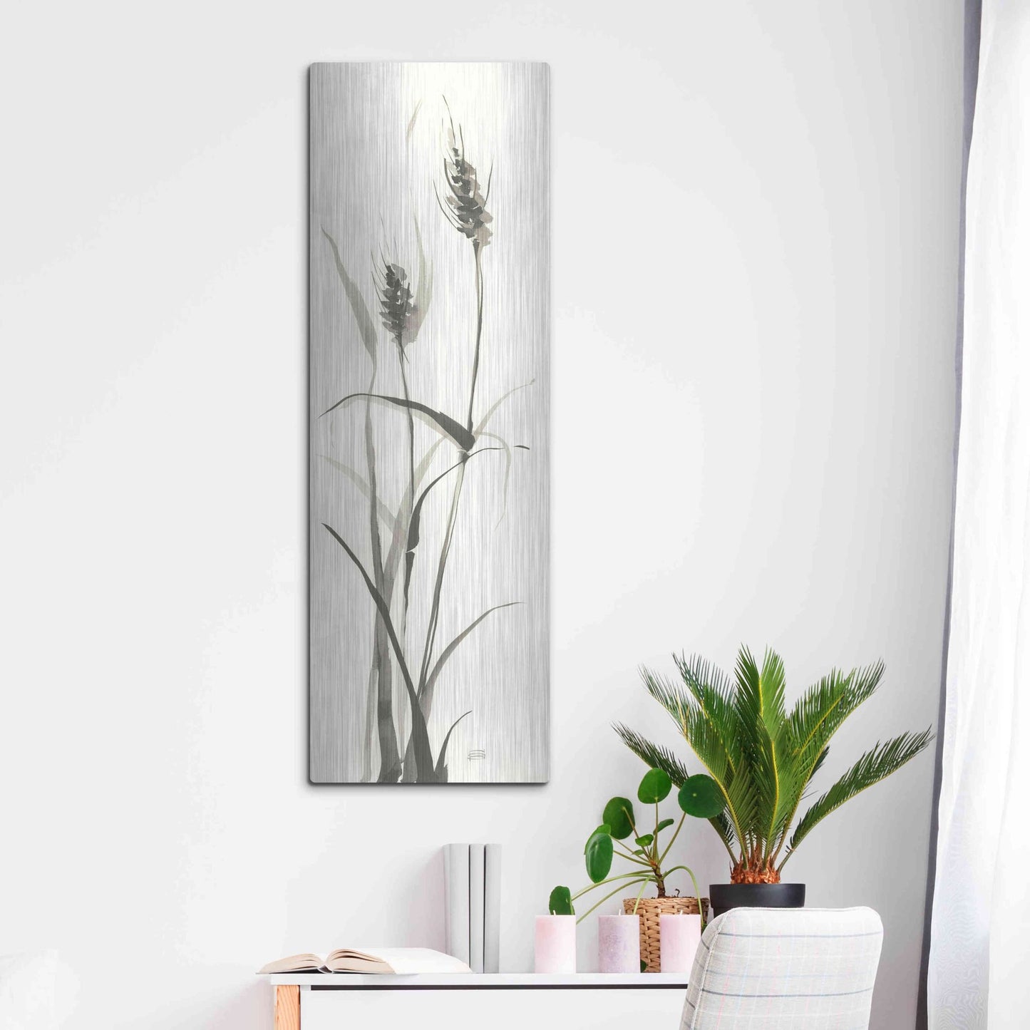 Luxe Metal Art 'Wild Grass I' by Chris Paschke, Metal Wall Art,16x48