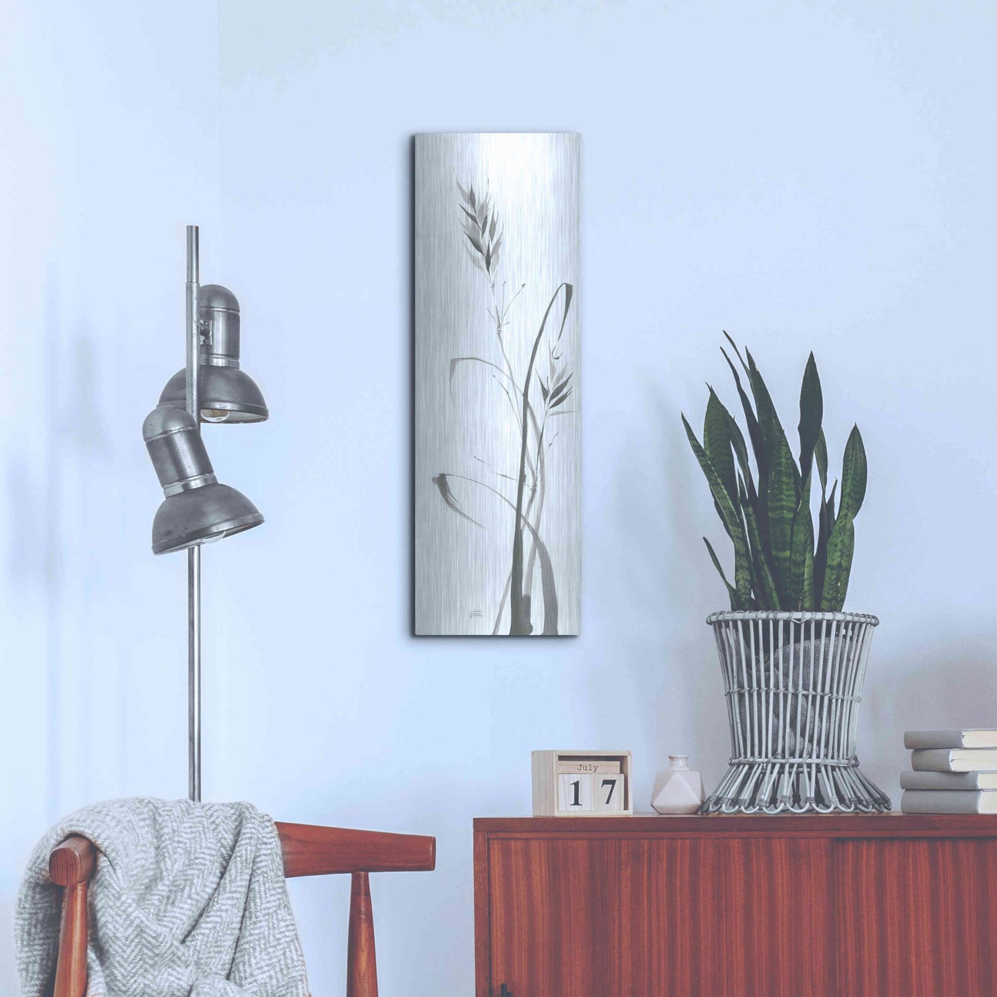 Luxe Metal Art 'Wild Grass II' by Chris Paschke, Metal Wall Art,12x36