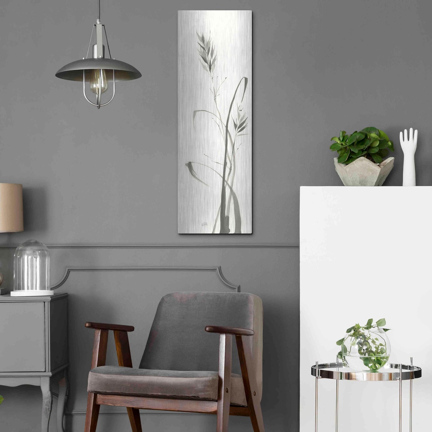 Luxe Metal Art 'Wild Grass II' by Chris Paschke, Metal Wall Art,12x36