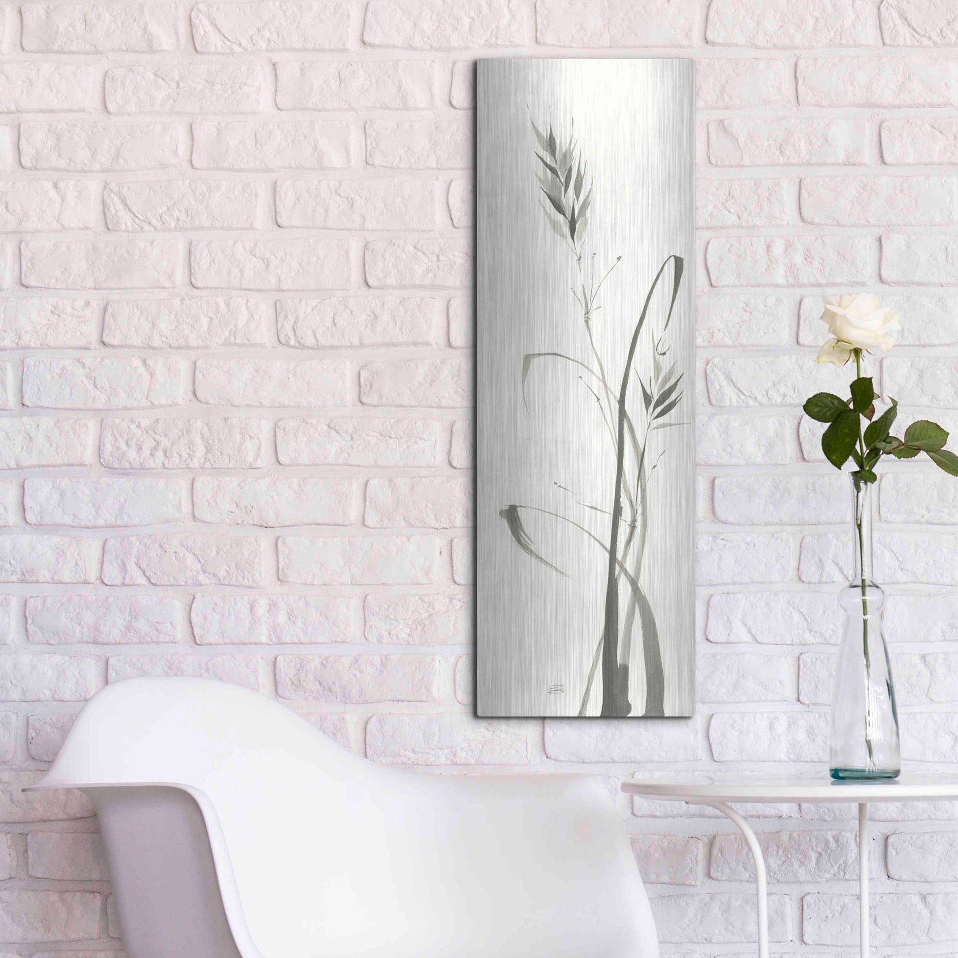 Luxe Metal Art 'Wild Grass II' by Chris Paschke, Metal Wall Art,12x36