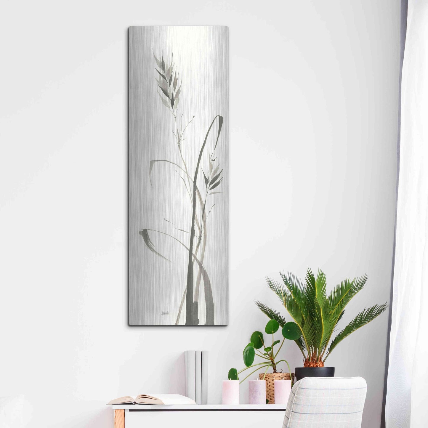 Luxe Metal Art 'Wild Grass II' by Chris Paschke, Metal Wall Art,16x48