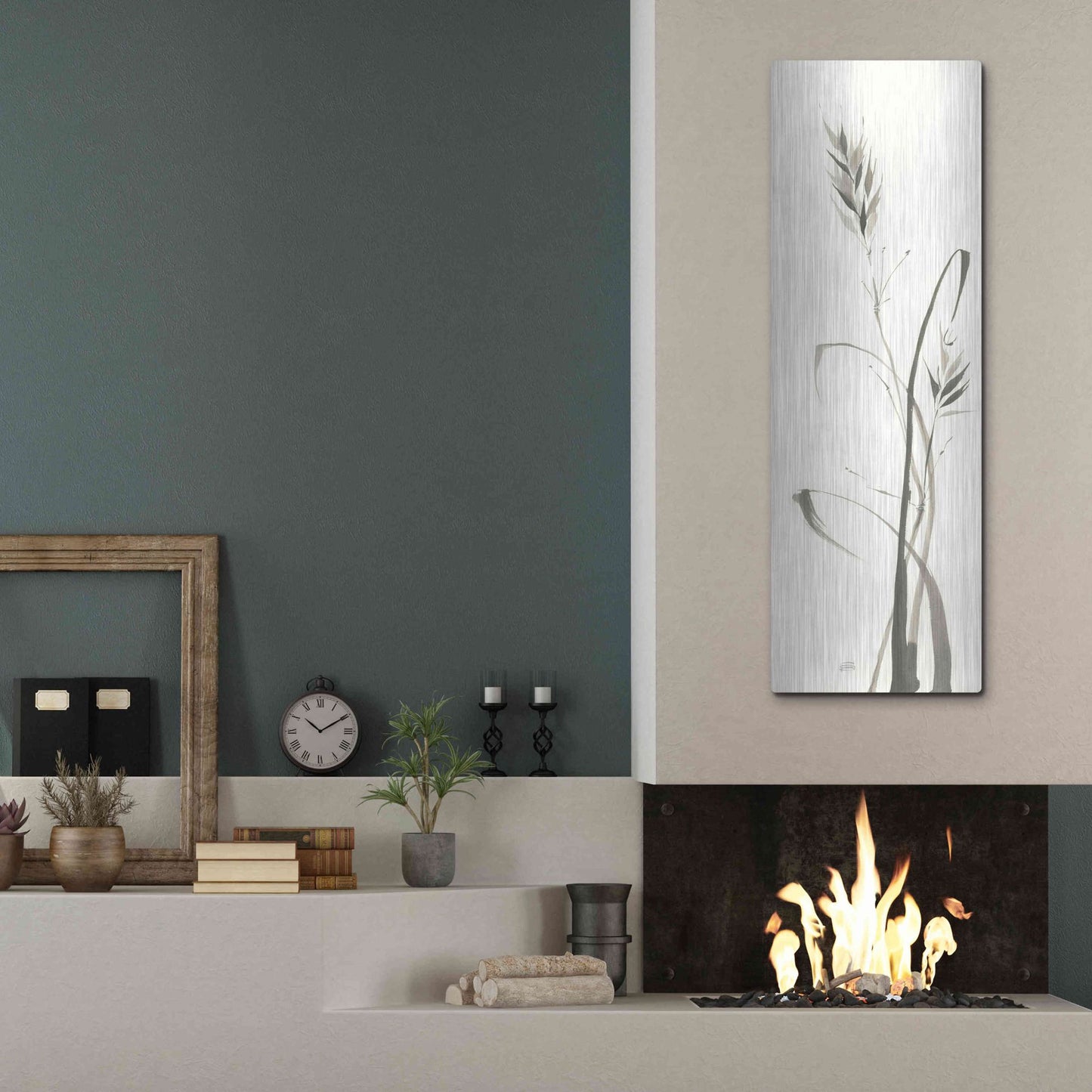 Luxe Metal Art 'Wild Grass II' by Chris Paschke, Metal Wall Art,16x48