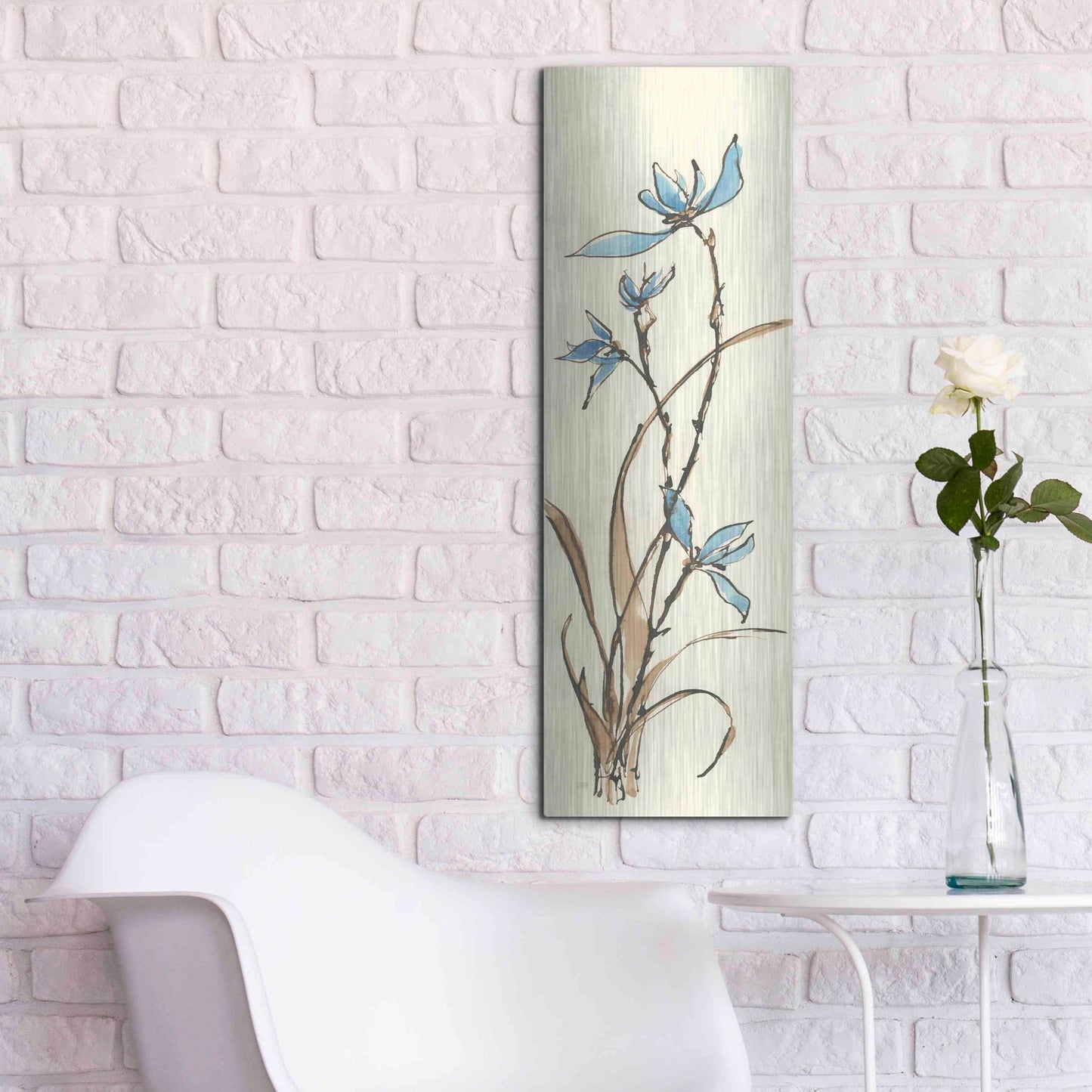 Luxe Metal Art 'Spring Orchids I' by Chris Paschke, Metal Wall Art,12x36