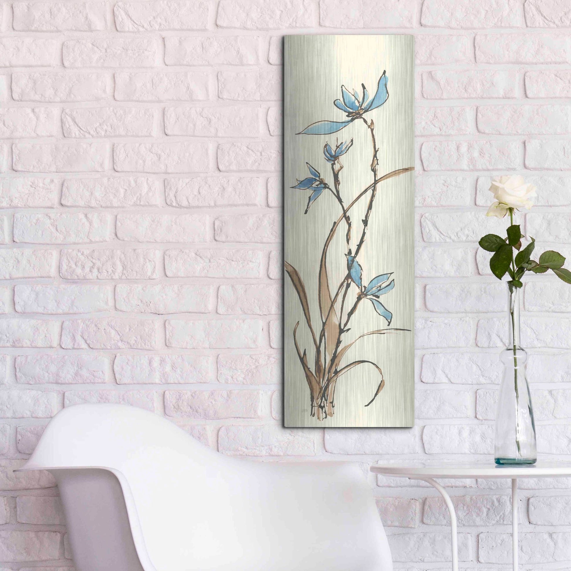 Luxe Metal Art 'Spring Orchids I' by Chris Paschke, Metal Wall Art,12x36