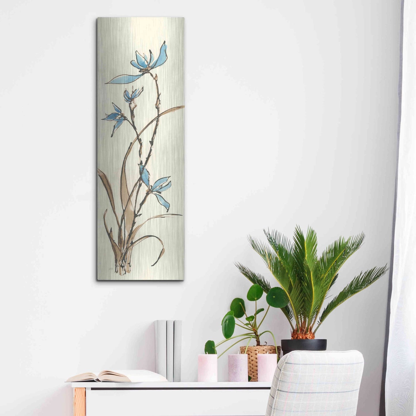 Luxe Metal Art 'Spring Orchids I' by Chris Paschke, Metal Wall Art,12x36