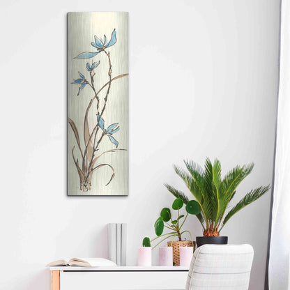 Luxe Metal Art 'Spring Orchids I' by Chris Paschke, Metal Wall Art,12x36