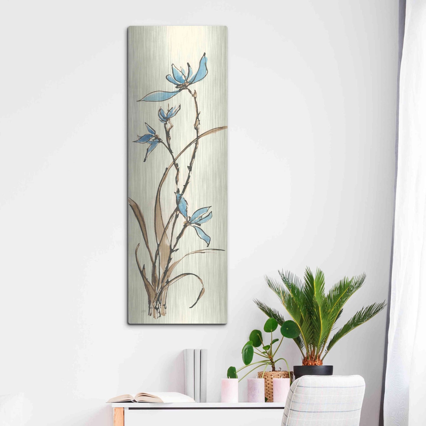 Luxe Metal Art 'Spring Orchids I' by Chris Paschke, Metal Wall Art,16x48
