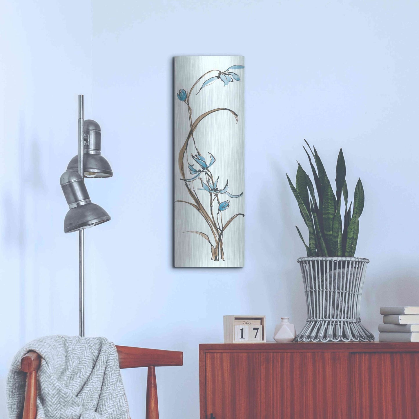 Luxe Metal Art 'Spring Orchids II' by Chris Paschke, Metal Wall Art,12x36