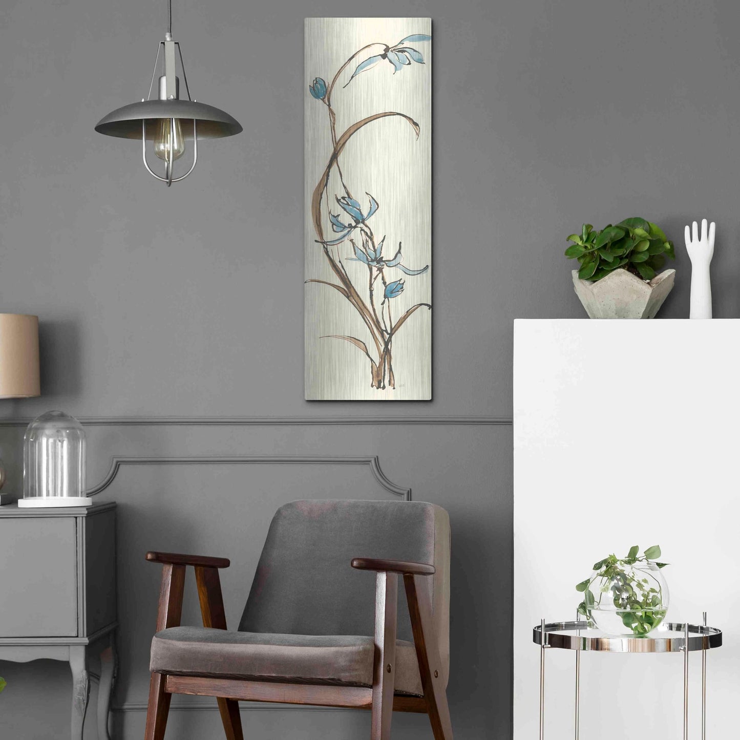 Luxe Metal Art 'Spring Orchids II' by Chris Paschke, Metal Wall Art,12x36