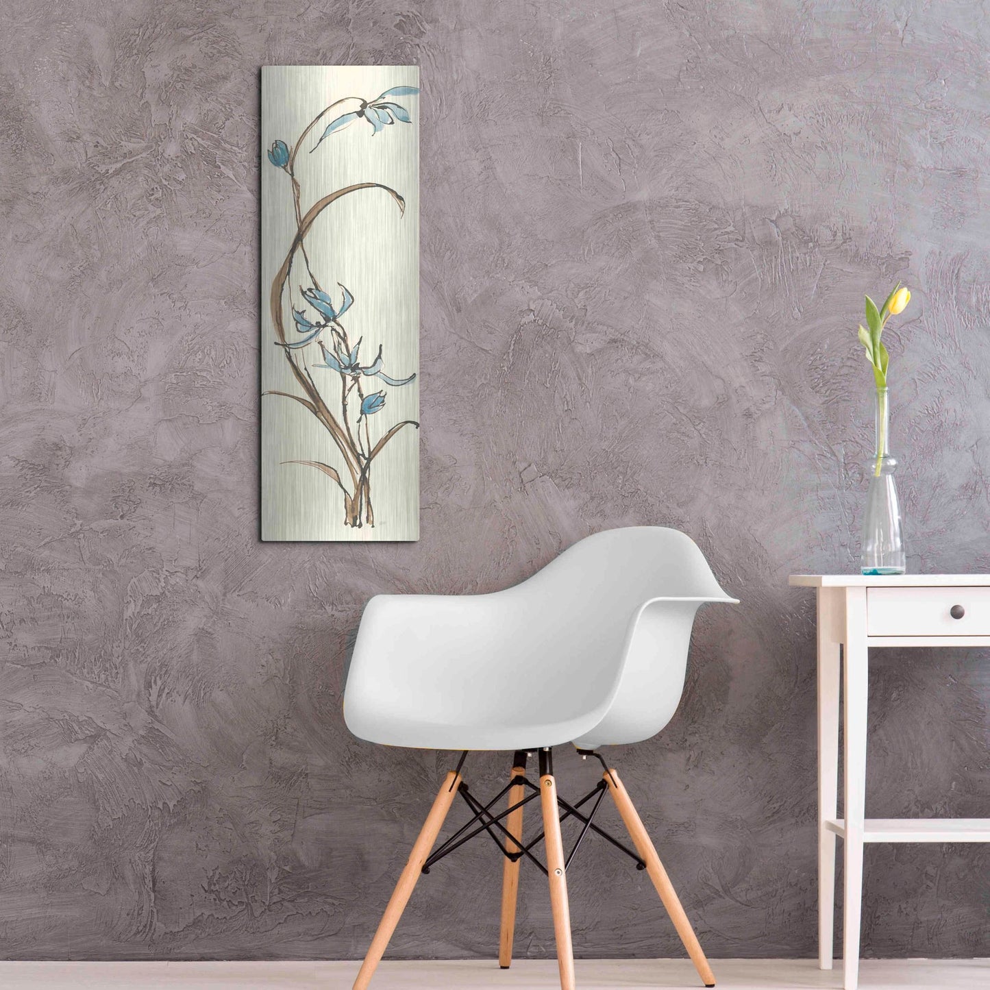 Luxe Metal Art 'Spring Orchids II' by Chris Paschke, Metal Wall Art,12x36
