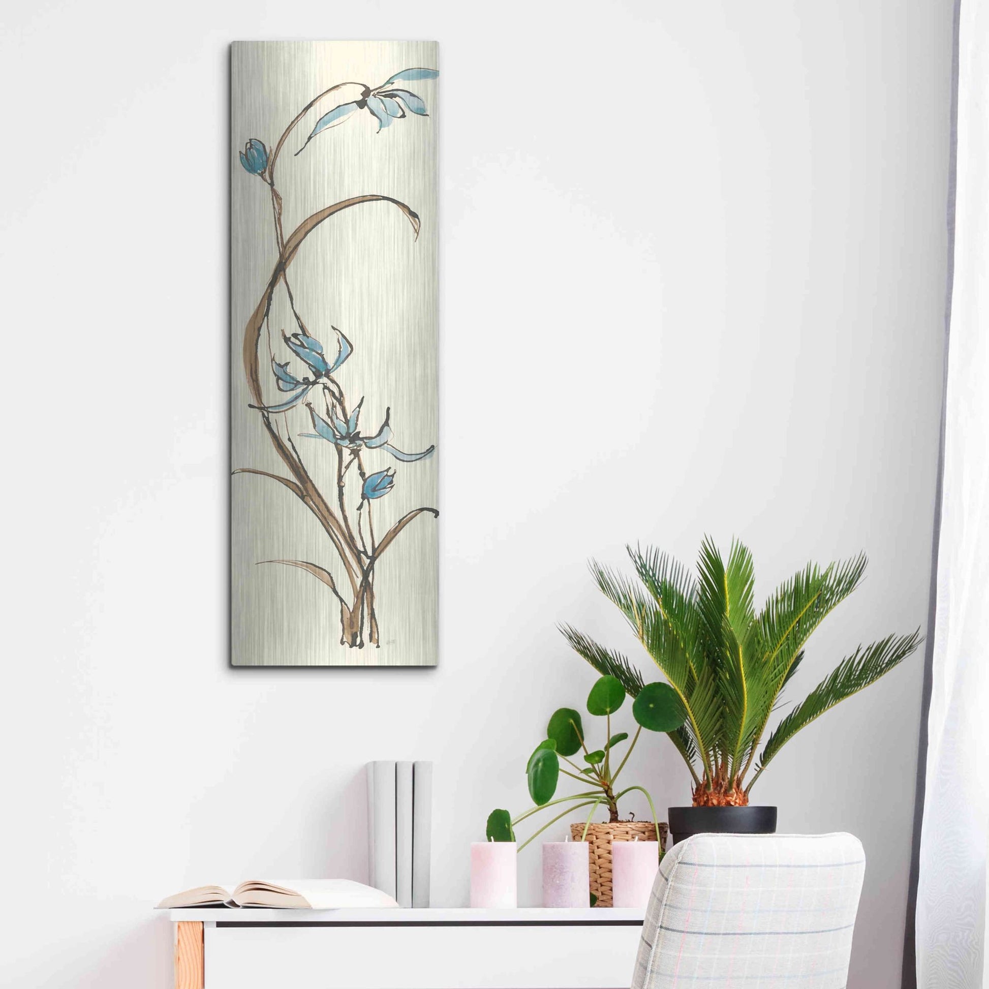 Luxe Metal Art 'Spring Orchids II' by Chris Paschke, Metal Wall Art,12x36